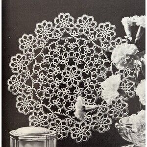 Vintage 1960's Pricilla Doily Crochet Pattern TATTED TREASURE Irish Lace 12"
